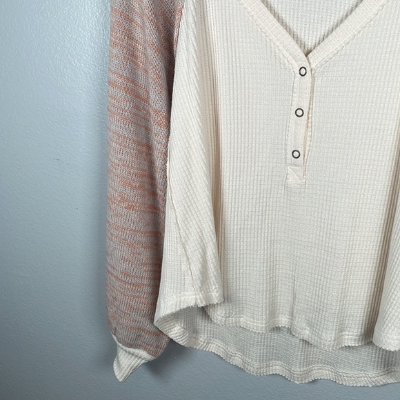 Free People We the Free Sweet Confessions Waffle knit sweater balloon sleeve - Picture 4 of 6